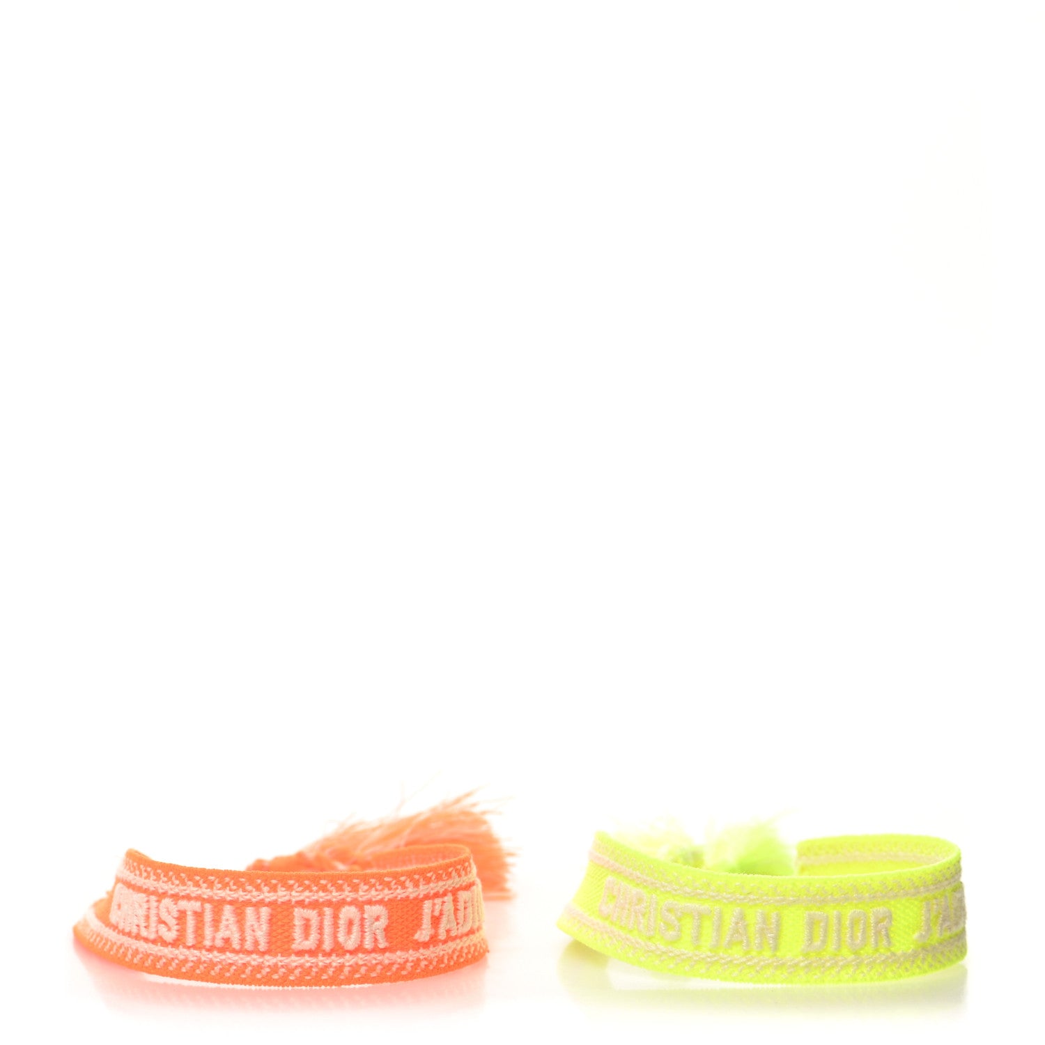 Christian Dior Woven Cotton J'Adior Friendship Bracelet Set Fluorescent Yellow Orange 1 of 3