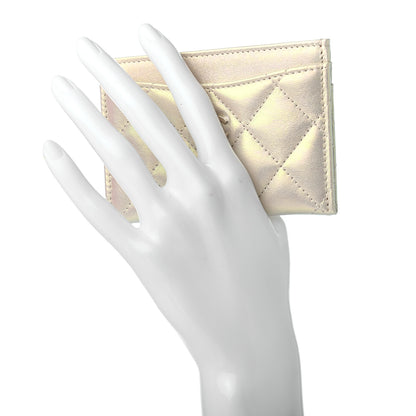 Chanel Iridescent Lambskin Quilted Card Holder Ivory 2 of 8