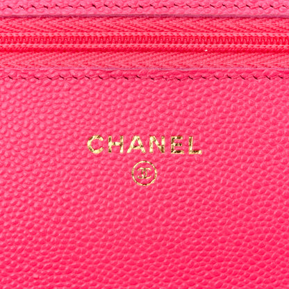 Chanel Caviar Quilted Wallet on Chain WOC Fuchsia 6 of 12