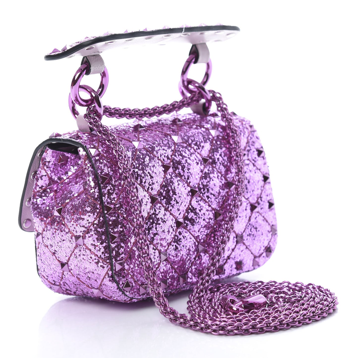 Glitter Micro Rockstud Spike Shoulder Bag Water Lilac