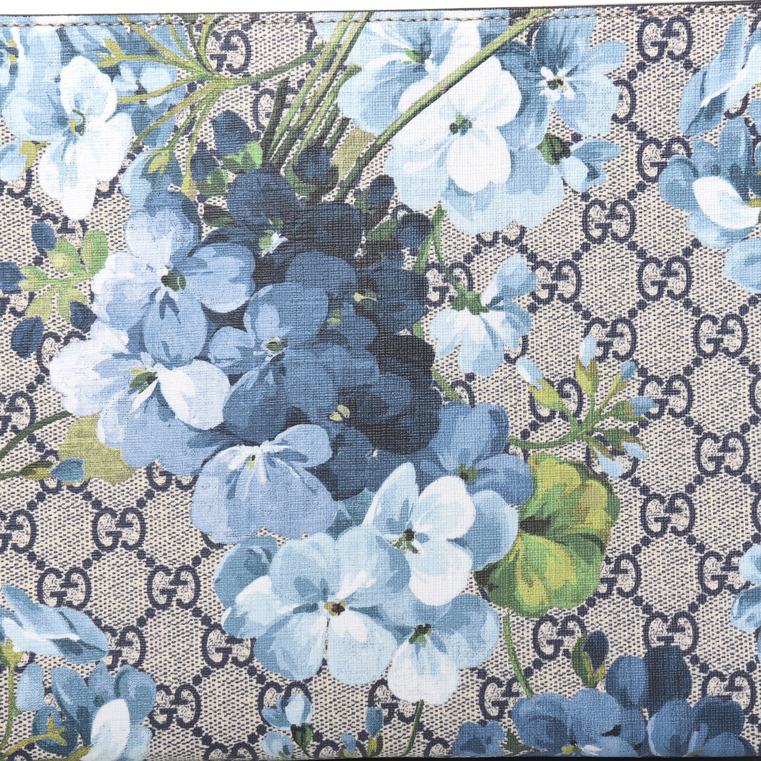 Gucci GG Supreme Monogram Blooms Large Cosmetic Case Beige Blue Navy Hibiscus Red 7 of 9