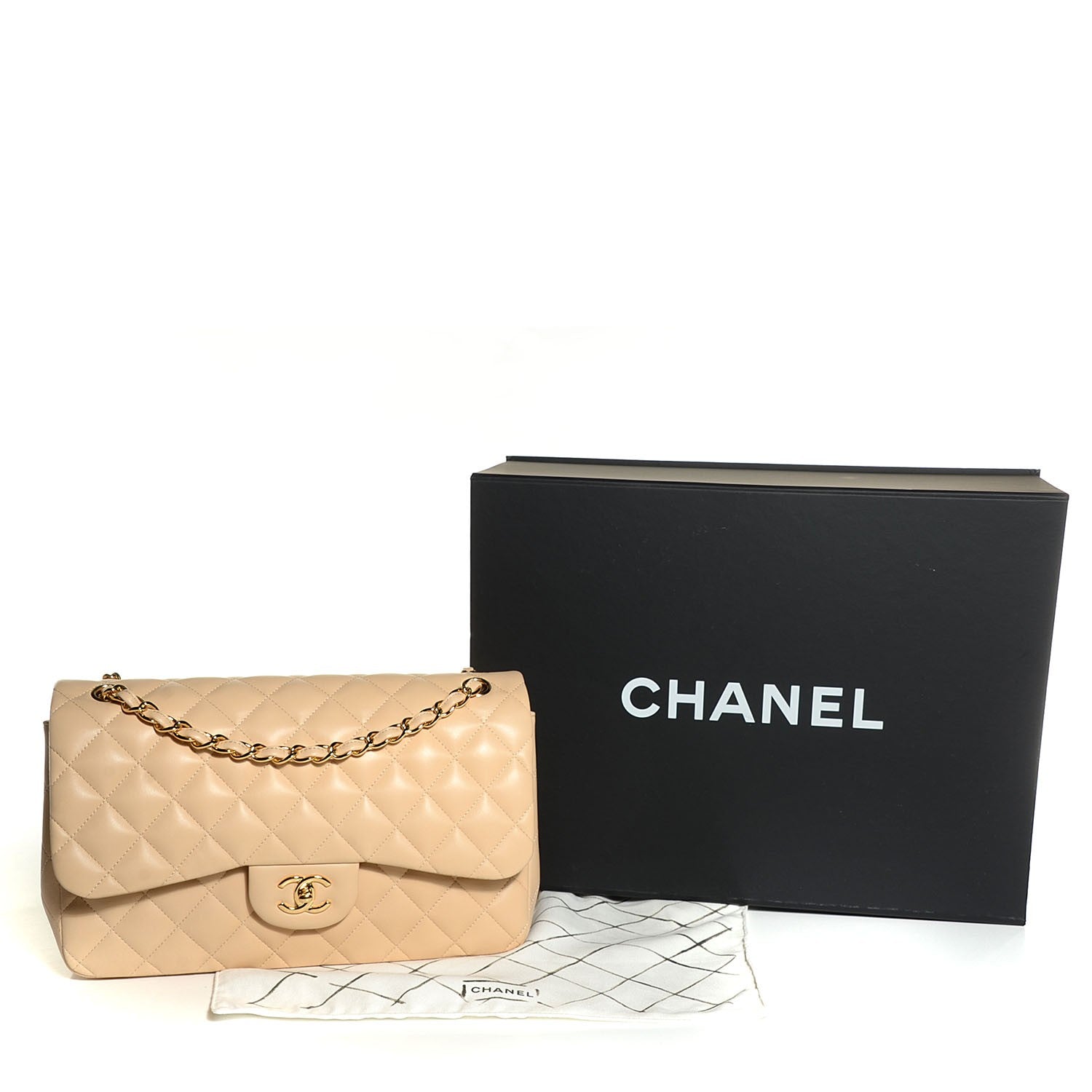 Chanel Lambskin Quilted Jumbo Double Flap Beige Clair 5 of 9