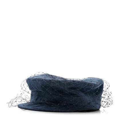 Christian Dior Denim Arty Veil Cap 57 Blue 1 of 9