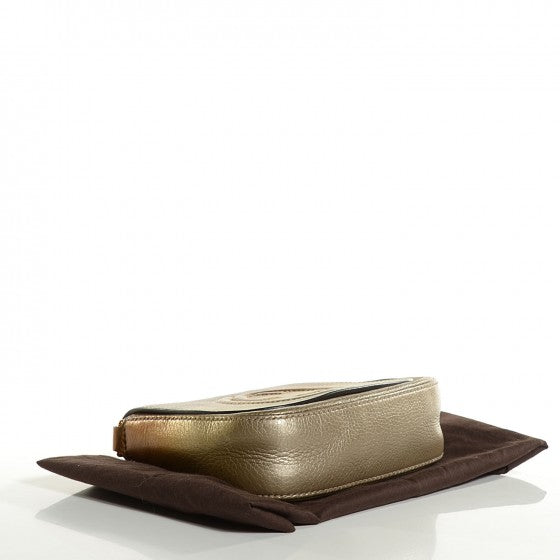 Metallic Pebbled Calfskin Small Soho Flap Crossbody Gold Ombre
