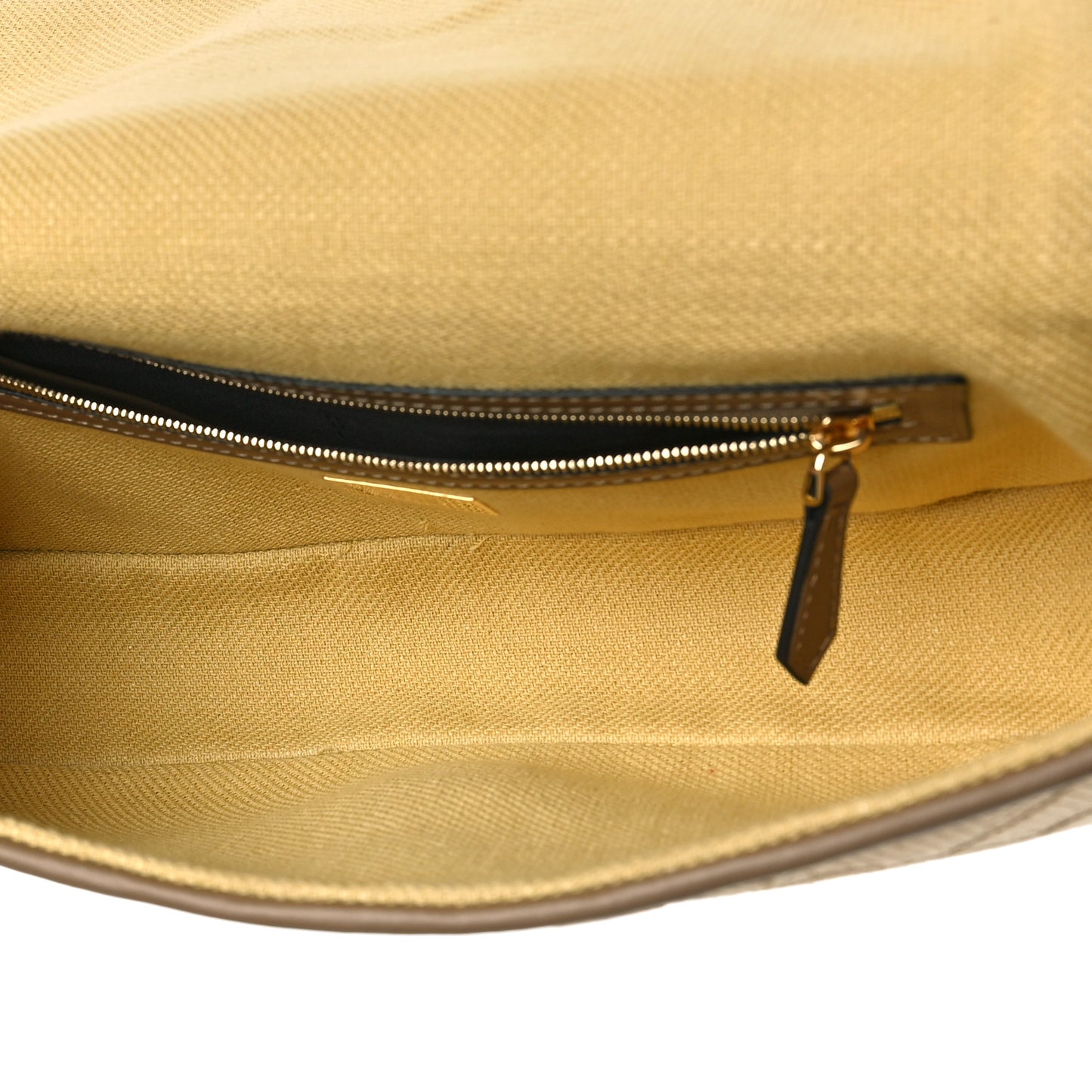 Raffia Vitello King Lucido FF Embroidered Baguette Grano Sand
