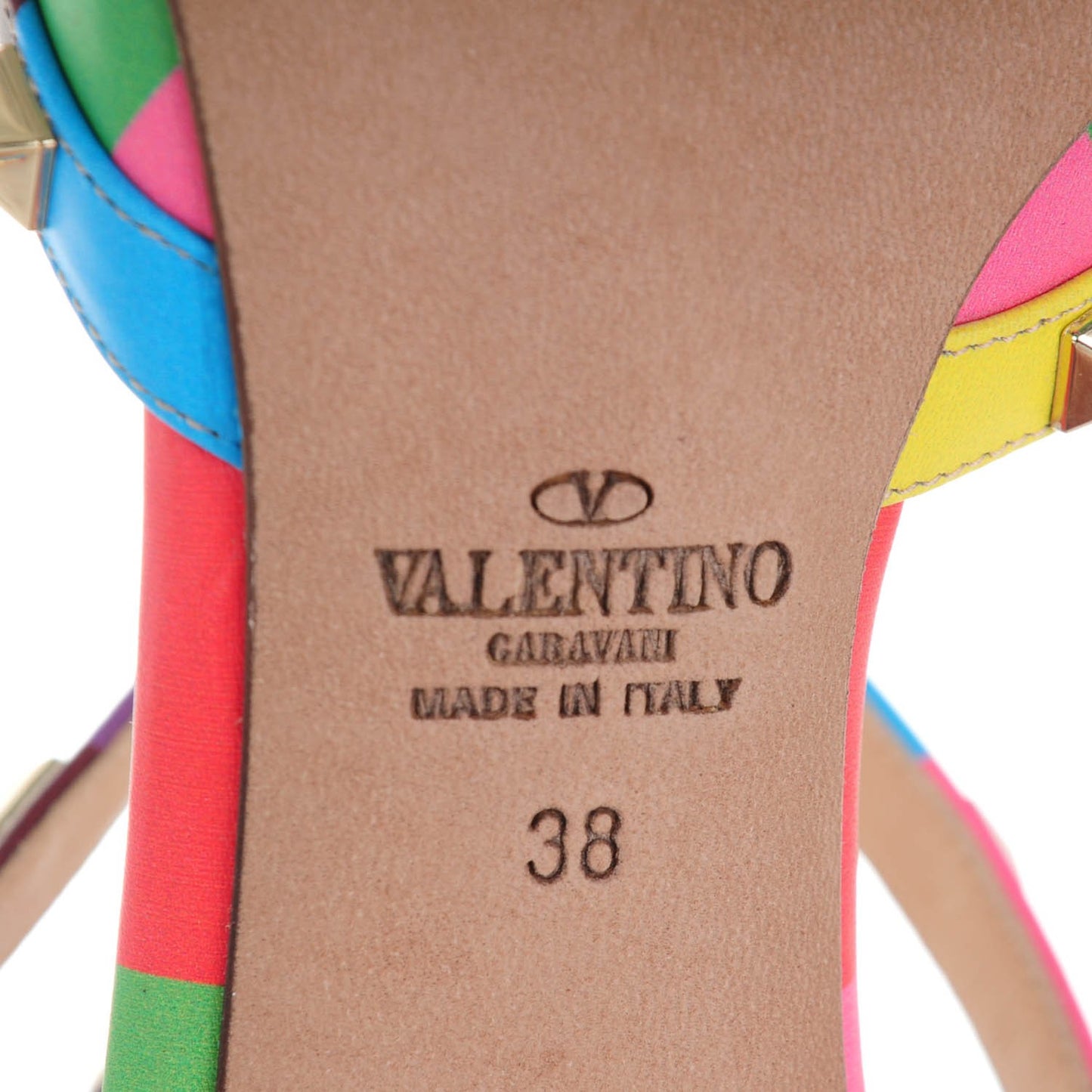 Calfskin 1973 Rockstud Ankle Strap 65mm Pumps 38 Multicolor