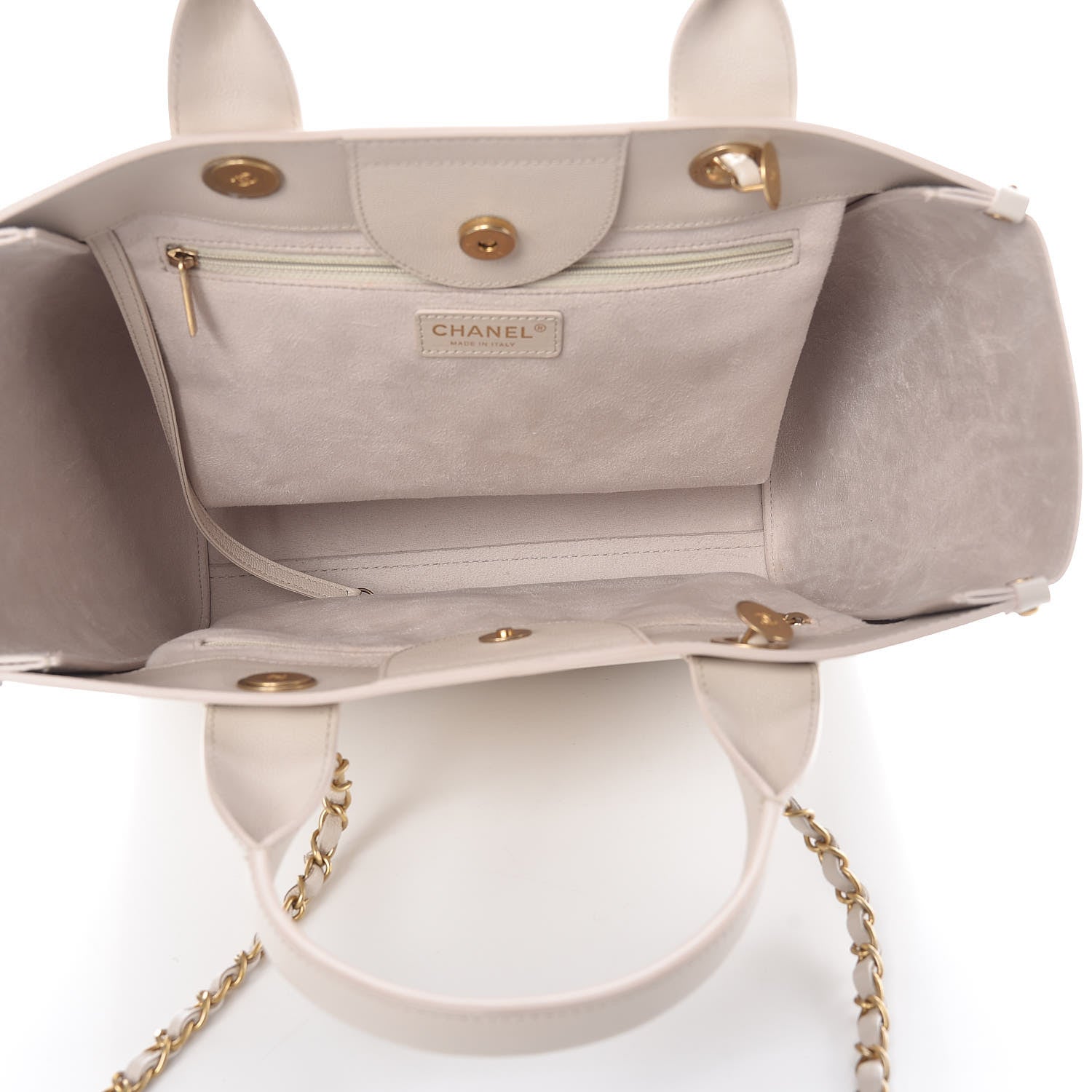Chanel Caviar Small Studded Deauville Tote Ivory 5 of 15