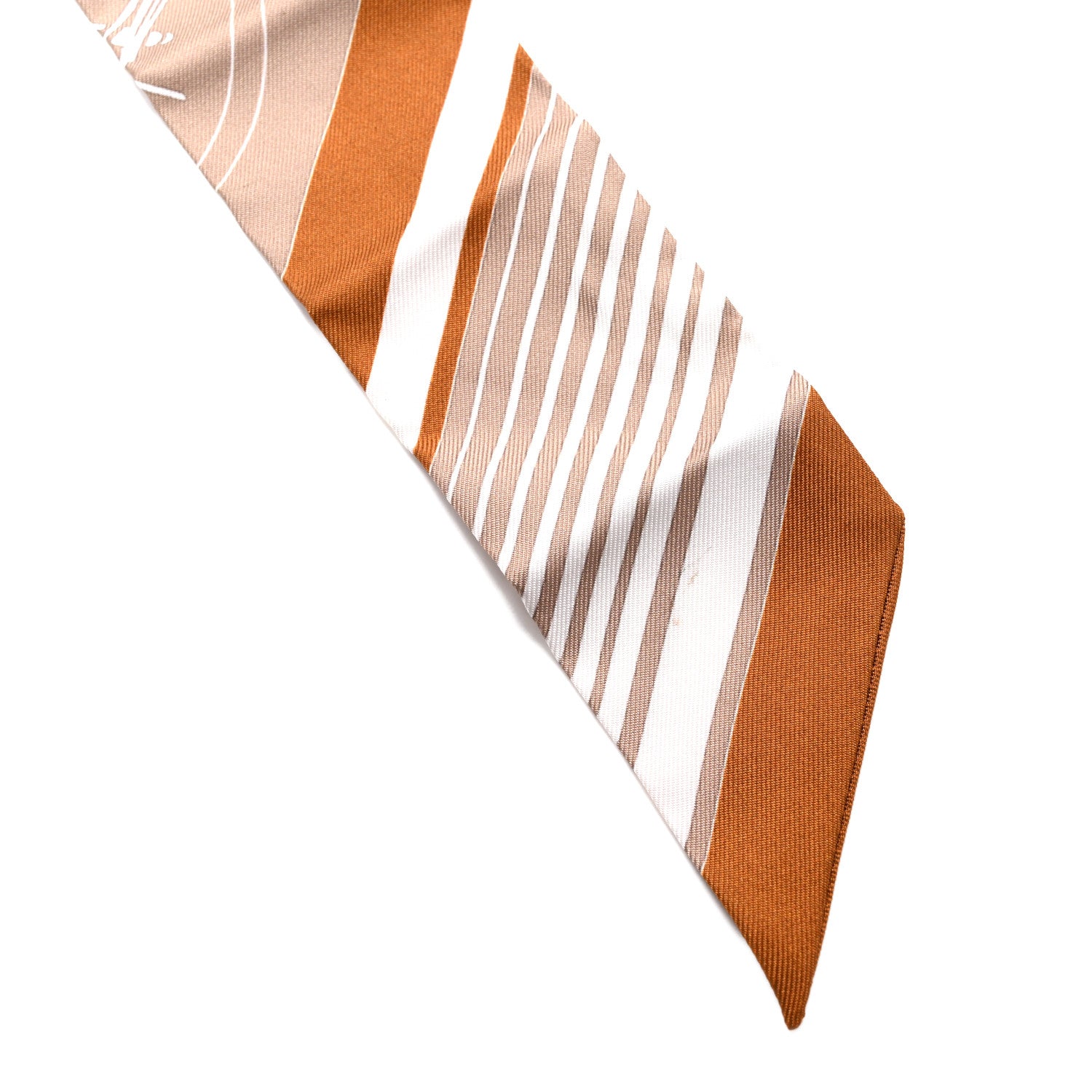 Hermes Silk Ex-Libris Twilly Beige White Caramel 5 of 6