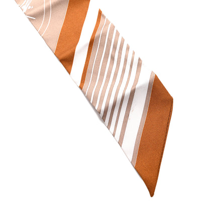 Hermes Silk Ex-Libris Twilly Beige White Caramel 5 of 6