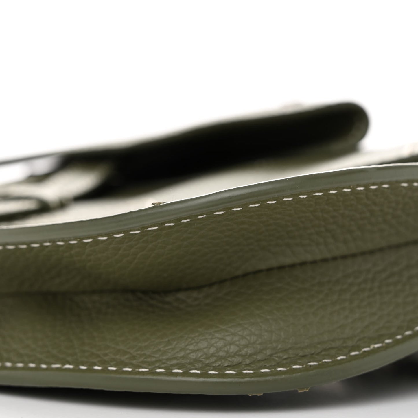 X KAWS Grained Calfskin Saddle Pouch Olive