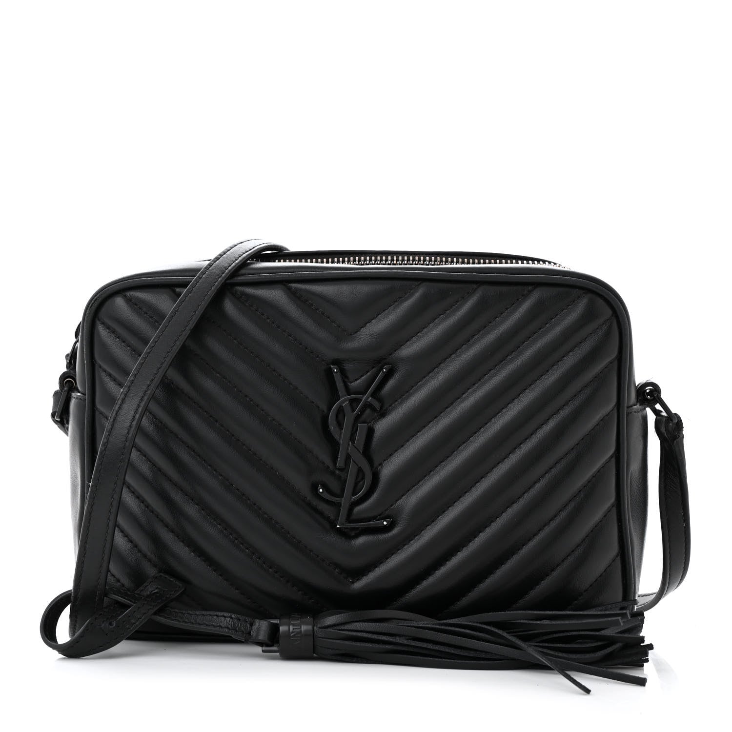 Saint Laurent Calfskin Matelasse Monogram Monochrome Lou Camera Bag Black 1 of 16