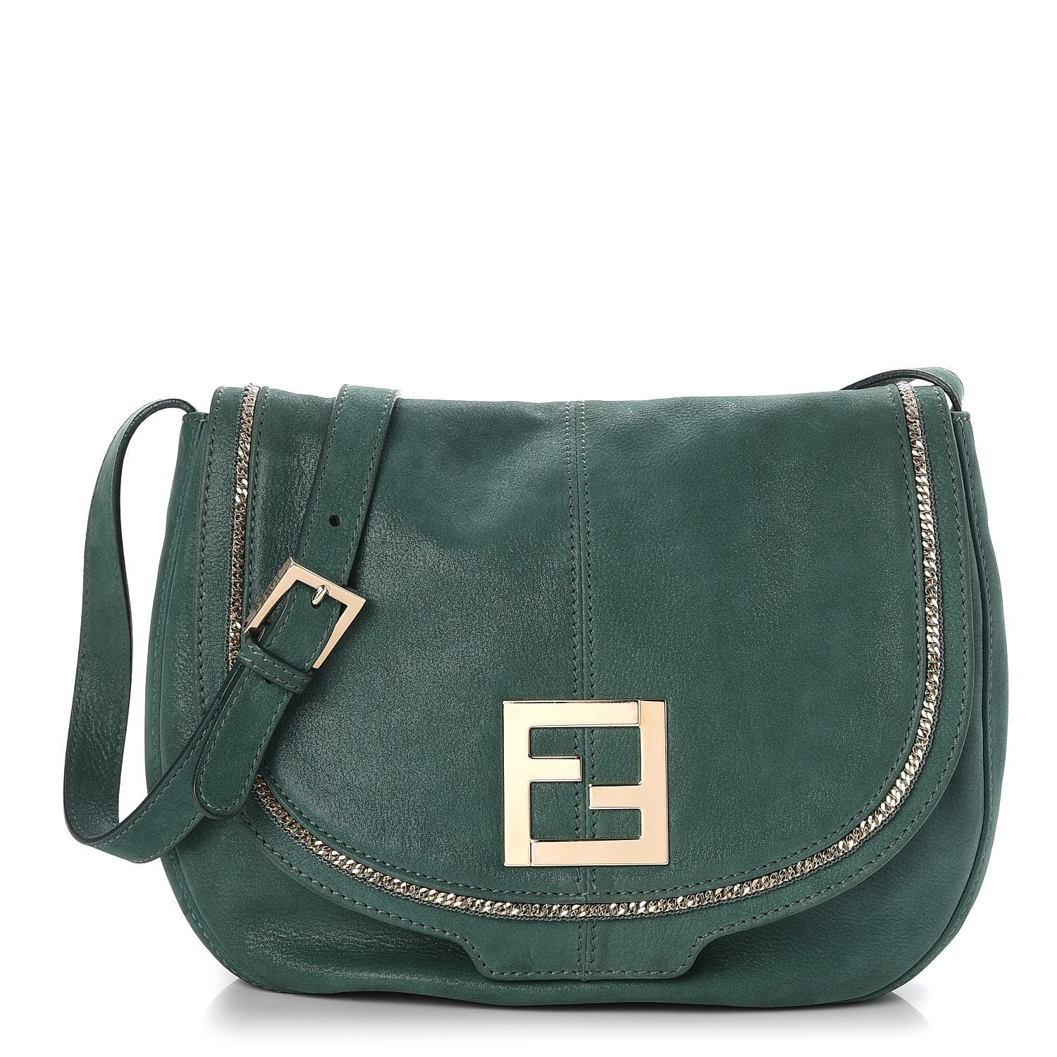 Fendi Metallic Calfskin Crossbody Green 1 of 7