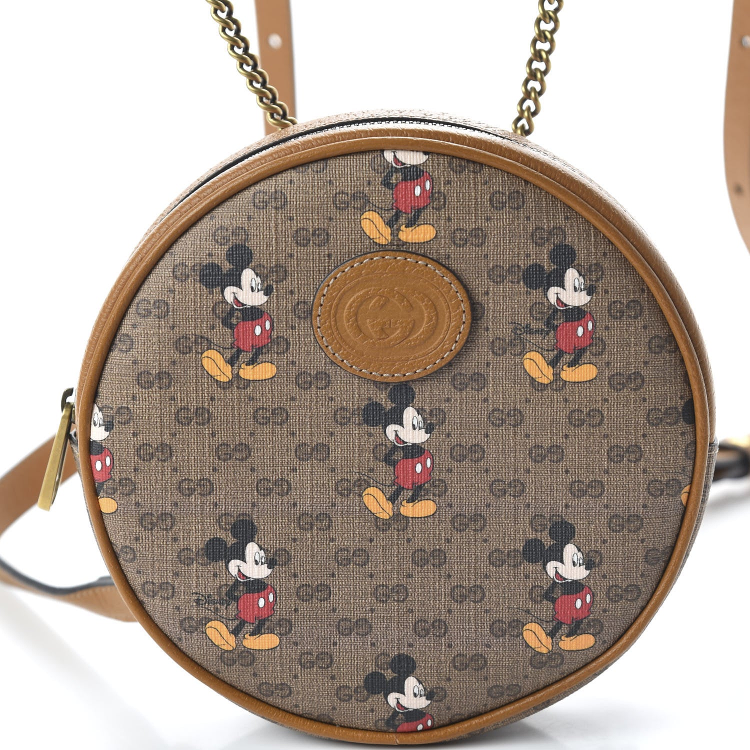 Gucci X DISNEY Mini Vintage GG Supreme Monogram Mickey Mouse Round Backpack Beige Vintage Sun Oil 8 of 9