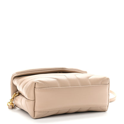 Saint Laurent Calfskin Y Quilted Monogram Toy Loulou Crossbody Bag Dark Beige 3 of 11