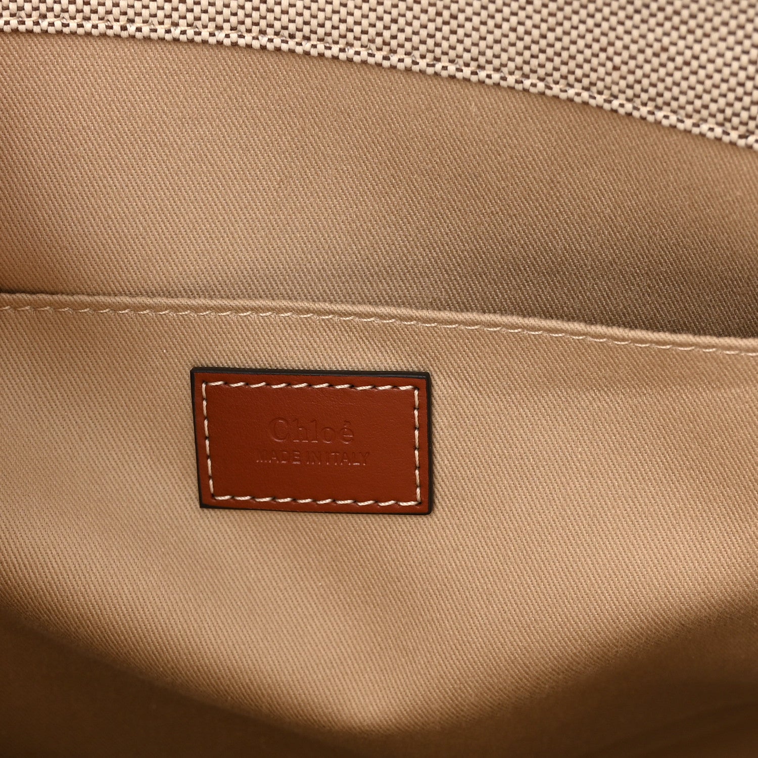 Chloe Cotton Calfskin Medium Woody Ribbon Tote White Brown 6 of 11