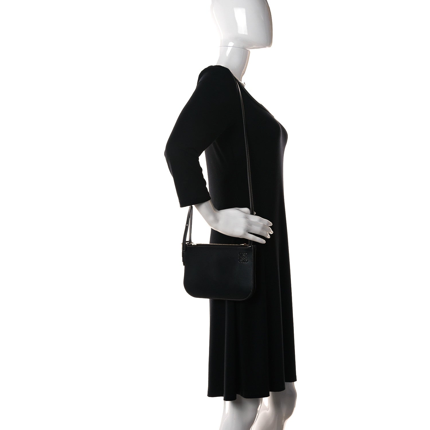 Loewe Calfskin Gate Double Zip Pouch Crossbody Black 3 of 11