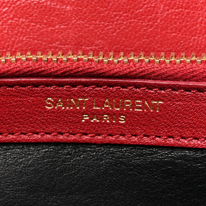 Saint Laurent Sheepskin Matelasse Chevron Monogram Medium College Bag Rouge 6 of 13