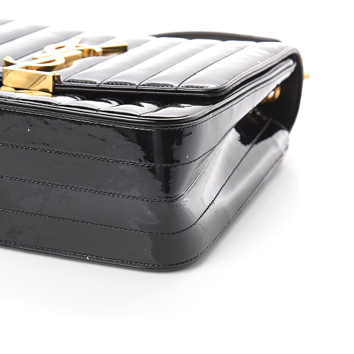 Patent Matelasse Monogram Large Vicky Chain Bag Black