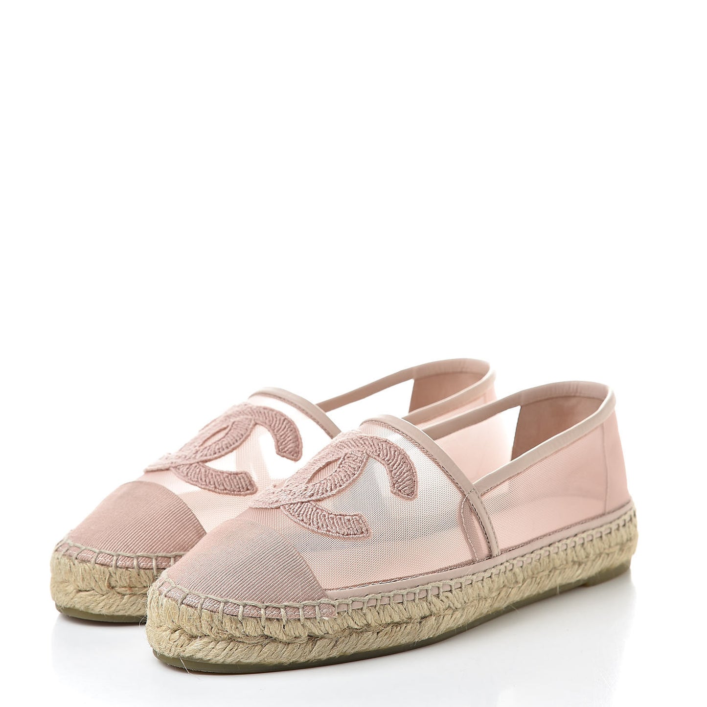 Mesh Grosgrain CC Espadrilles 36 Pink