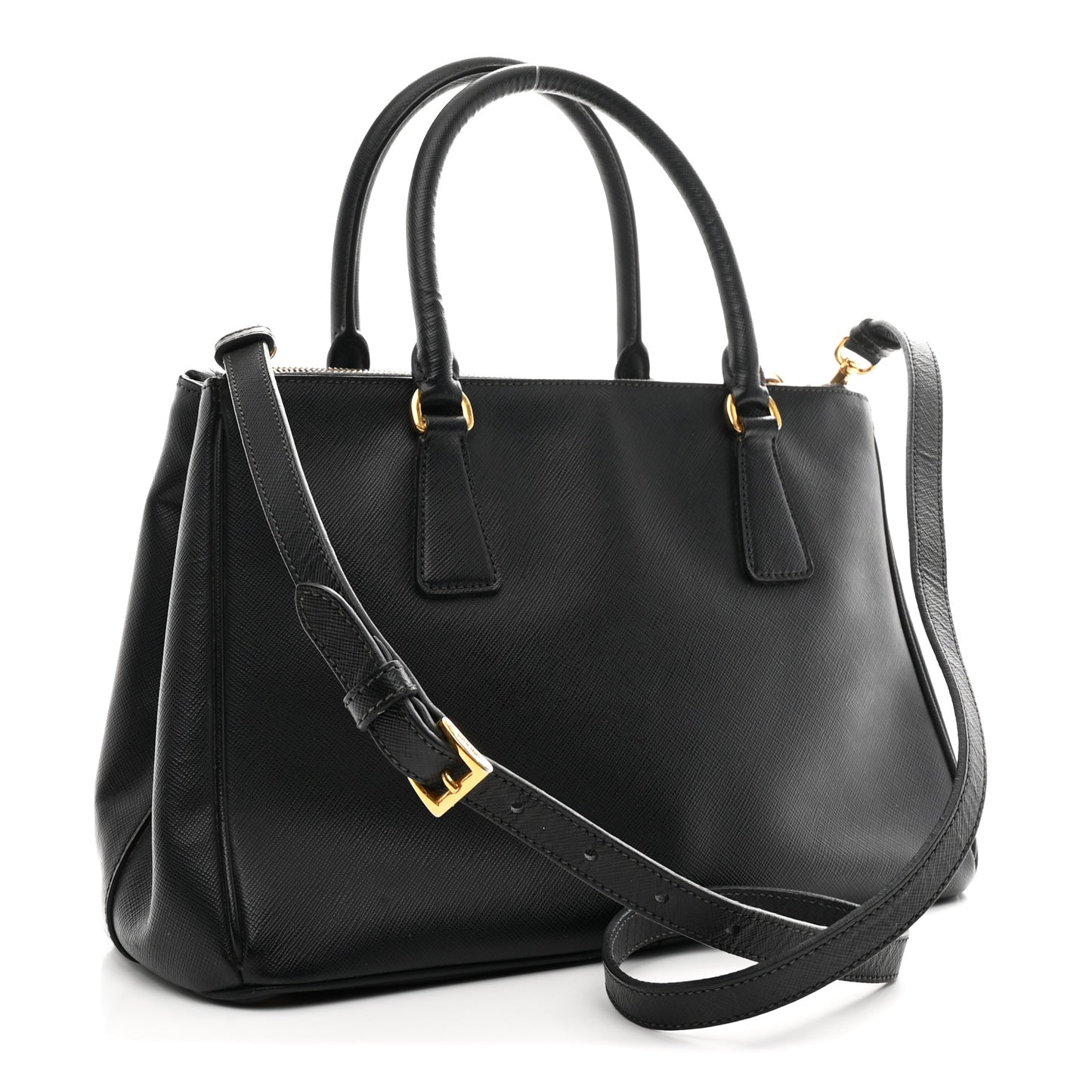 Saffiano Medium Galleria Double Zip Tote Black