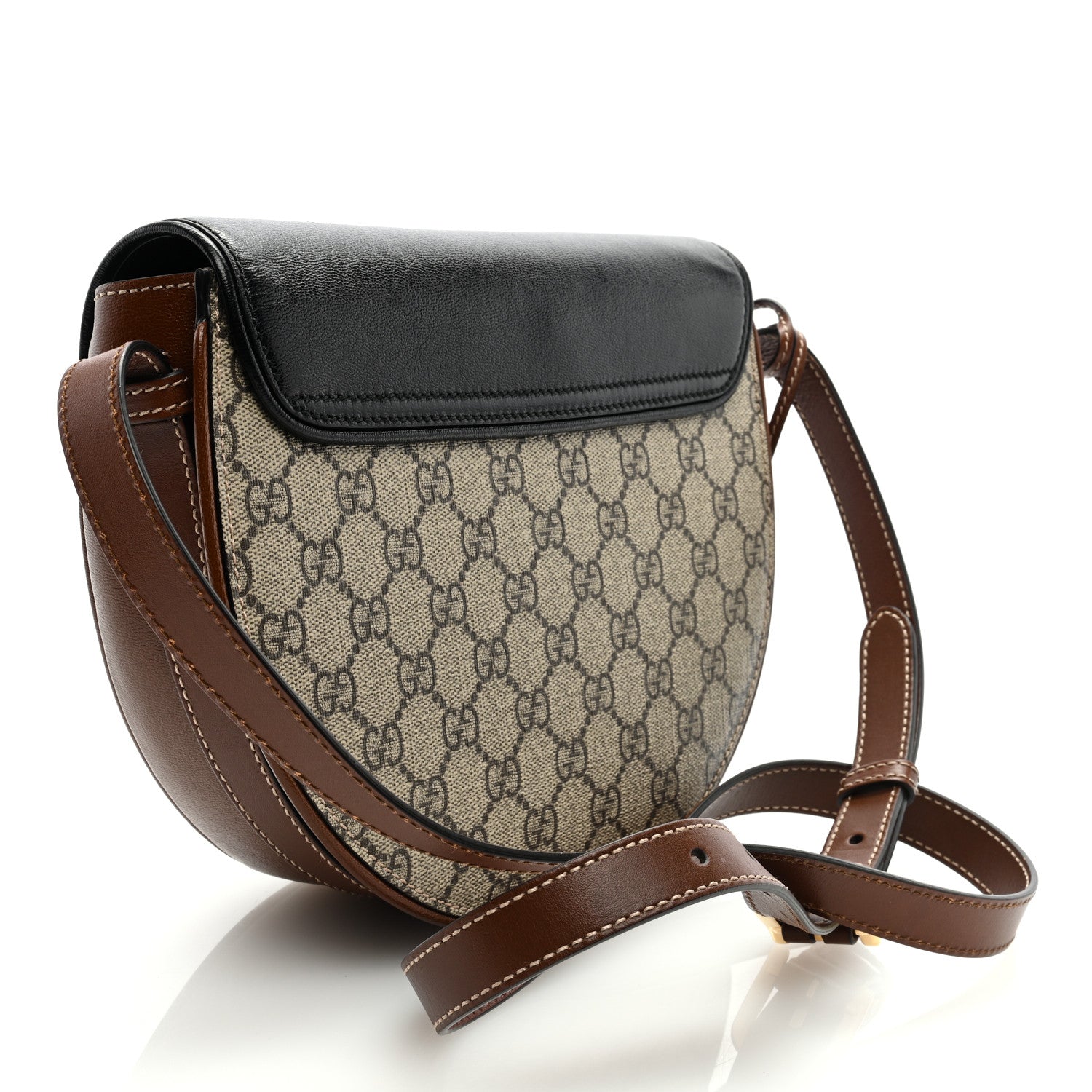 Gucci GG Supreme Monogram Calfskin Small Padlock Messenger Shoulder Bag Beige Black Cuir 3 of 9