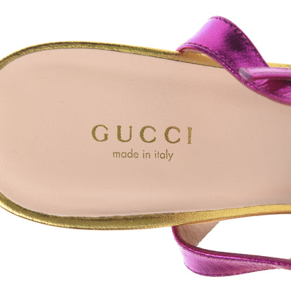 Gucci Metallic Nappa Cork Claudie Platform Sandals 38 Fuchsia Multi 7 of 10