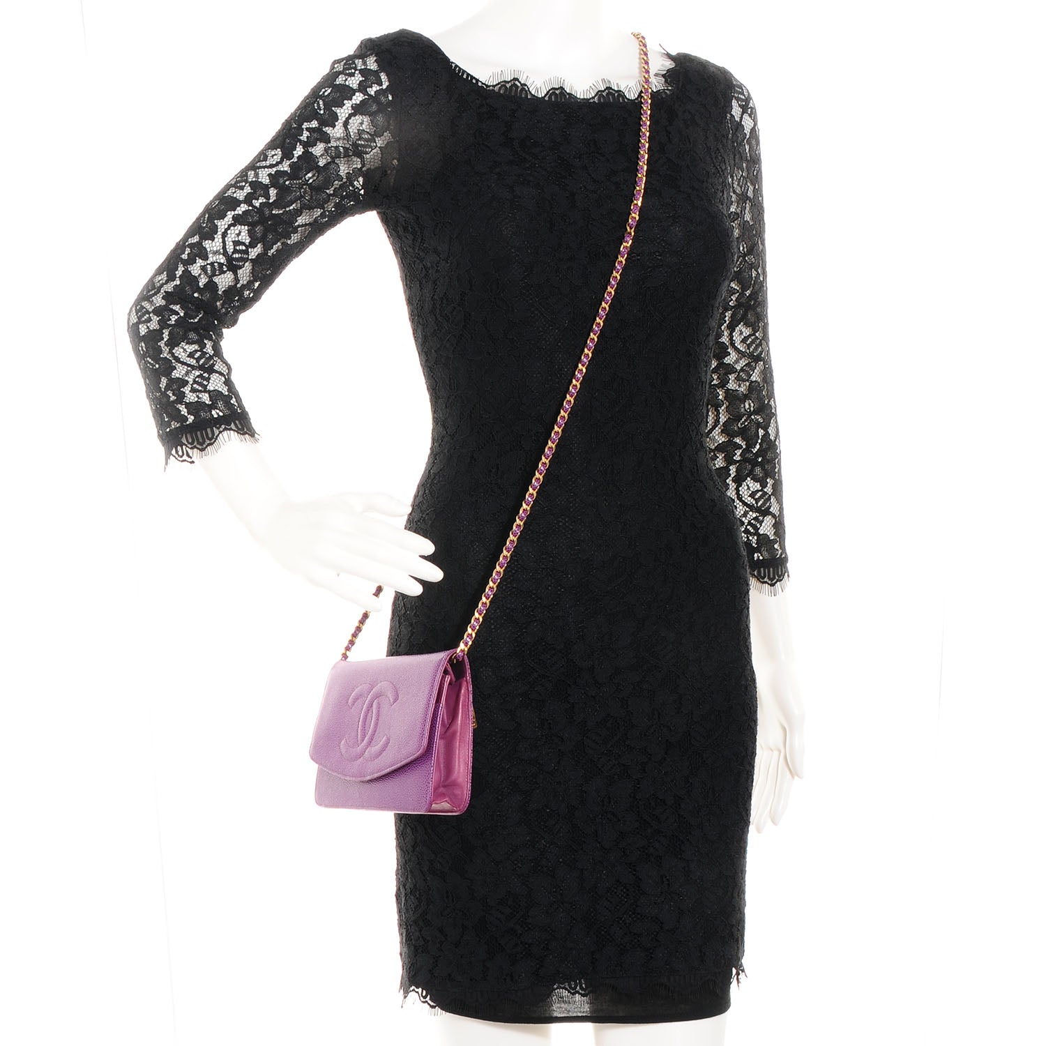 Chanel Caviar Timeless Wallet on Chain WOC Purple 2 of 8