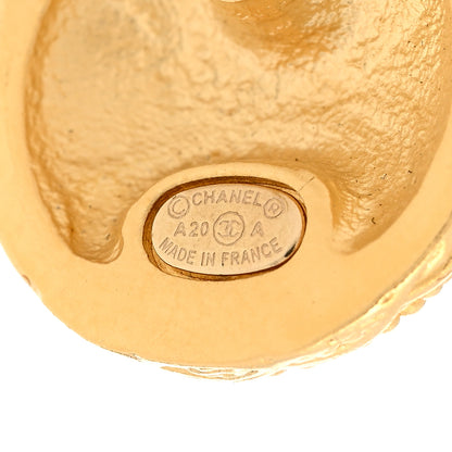 Chanel Metal Crystal CC Round Earrings Gold Ruthenium 3 of 5