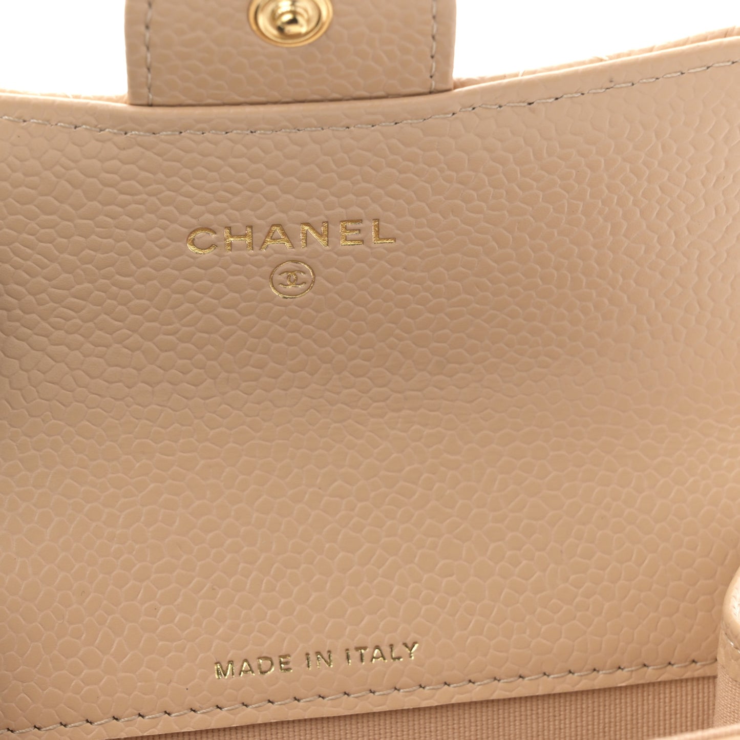 Caviar Quilted Flap Card Holder Wallet Beige