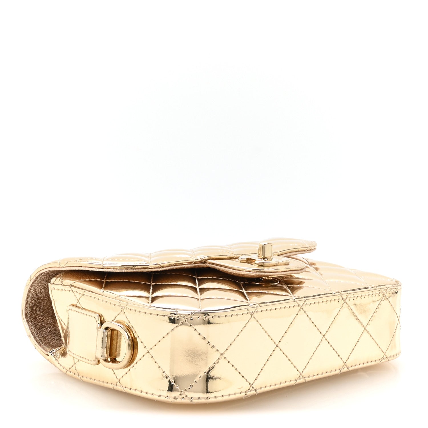 Chanel Mirror Calfskin Metallic Calfskin Quilted Hollywood Boulevard Mini Flap With Star Coin Purse Gold 4 of 11