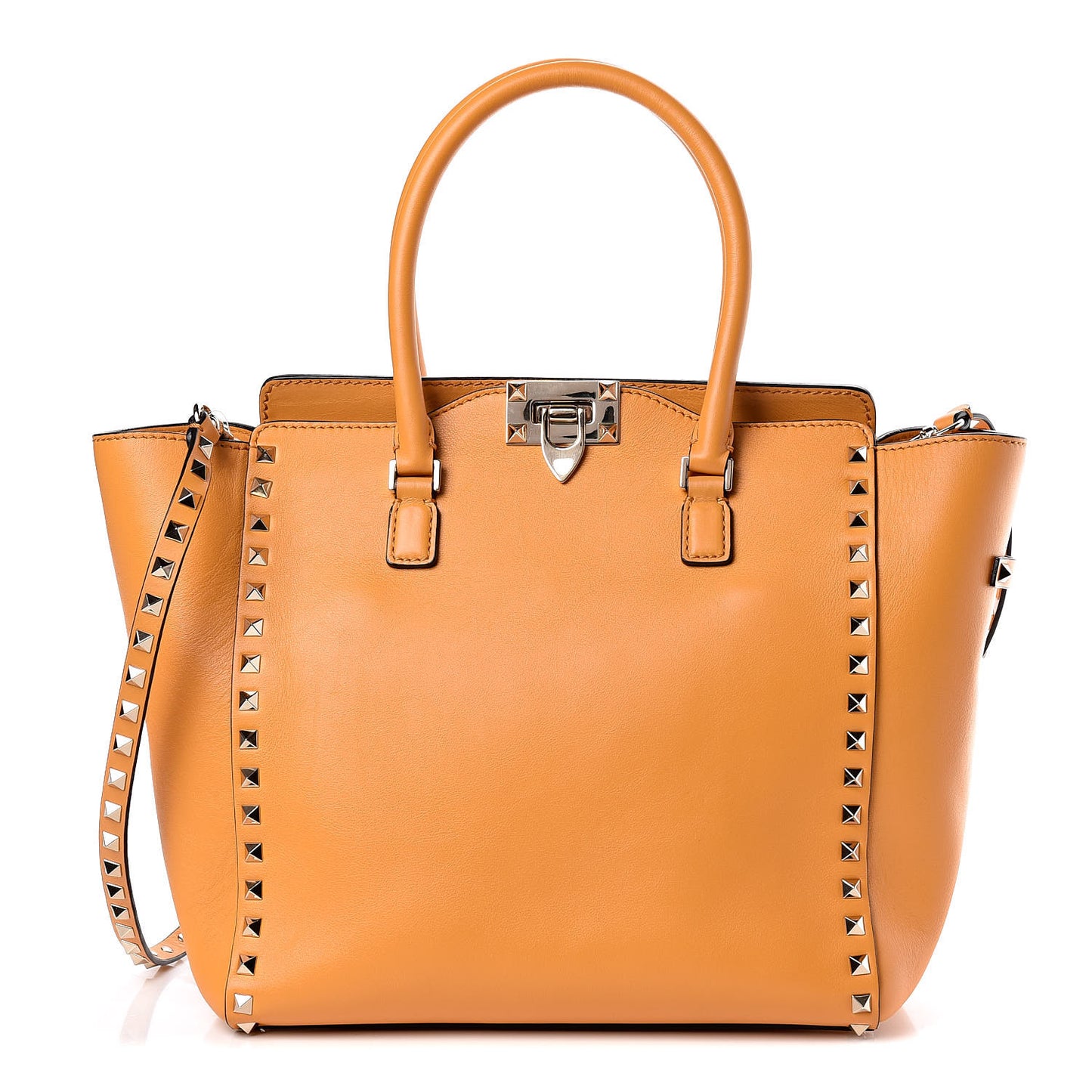 Vitello Rockstud Double Handle Tote Mandarin Sorbet