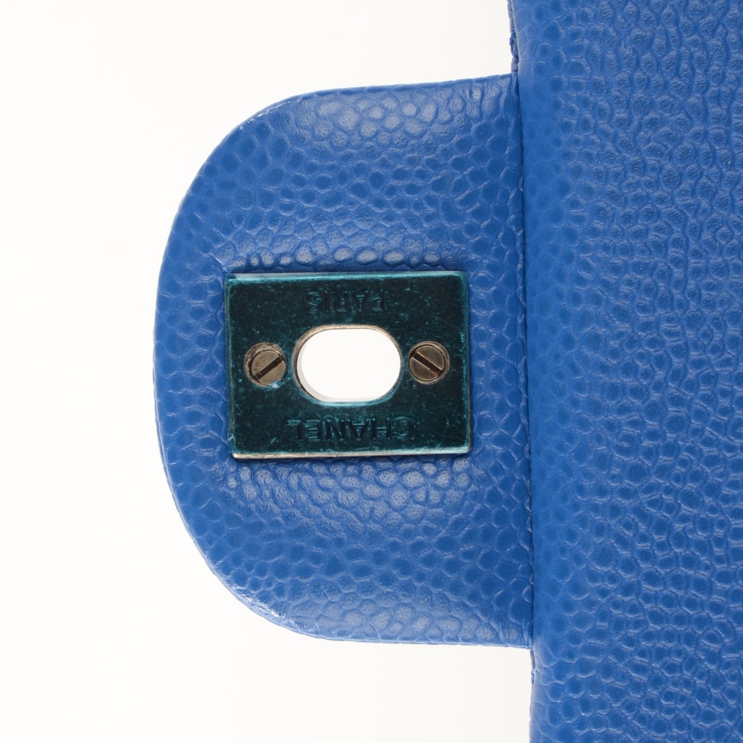 Caviar Quilted Medium Double Flap Blue