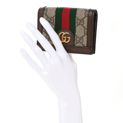 Gucci GG Supreme Monogram Web Ophidia Card Case Beige New Acero 2 of 9