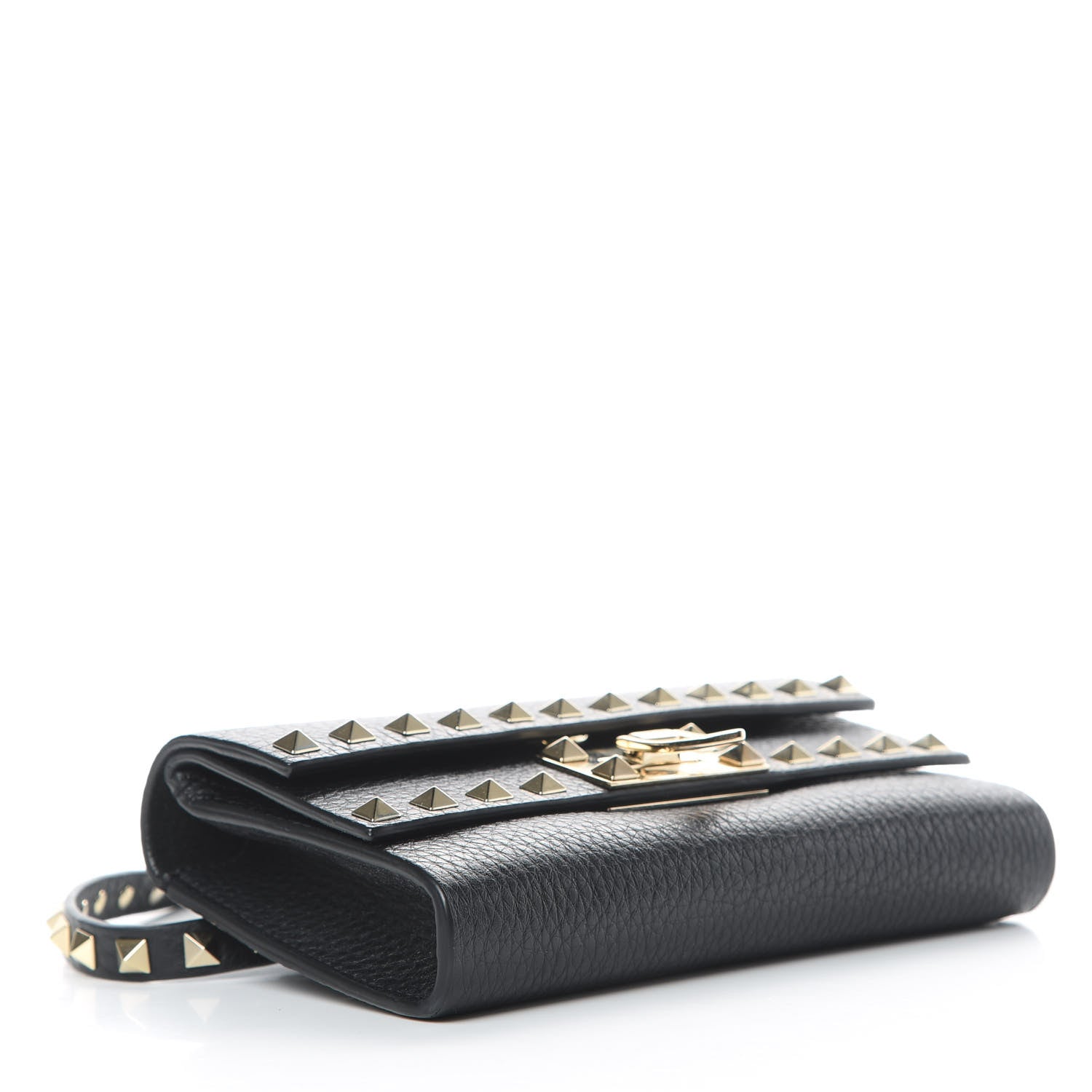 Valentino Garavani Grainy Calfskin Rockstud Double Flap Belt Bag Black 4 of 10