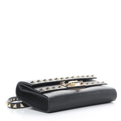 Valentino Garavani Grainy Calfskin Rockstud Double Flap Belt Bag Black 4 of 10