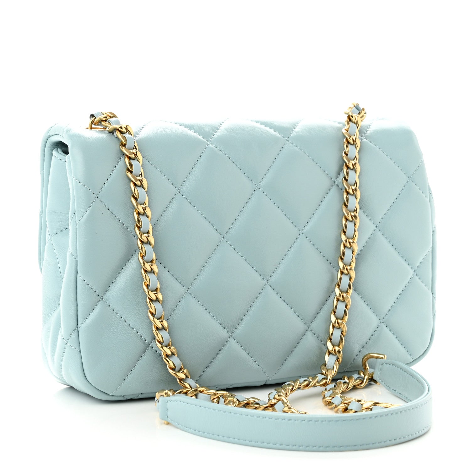 Chanel Lambskin Quilted Mini Flap Light Blue 3 of 11