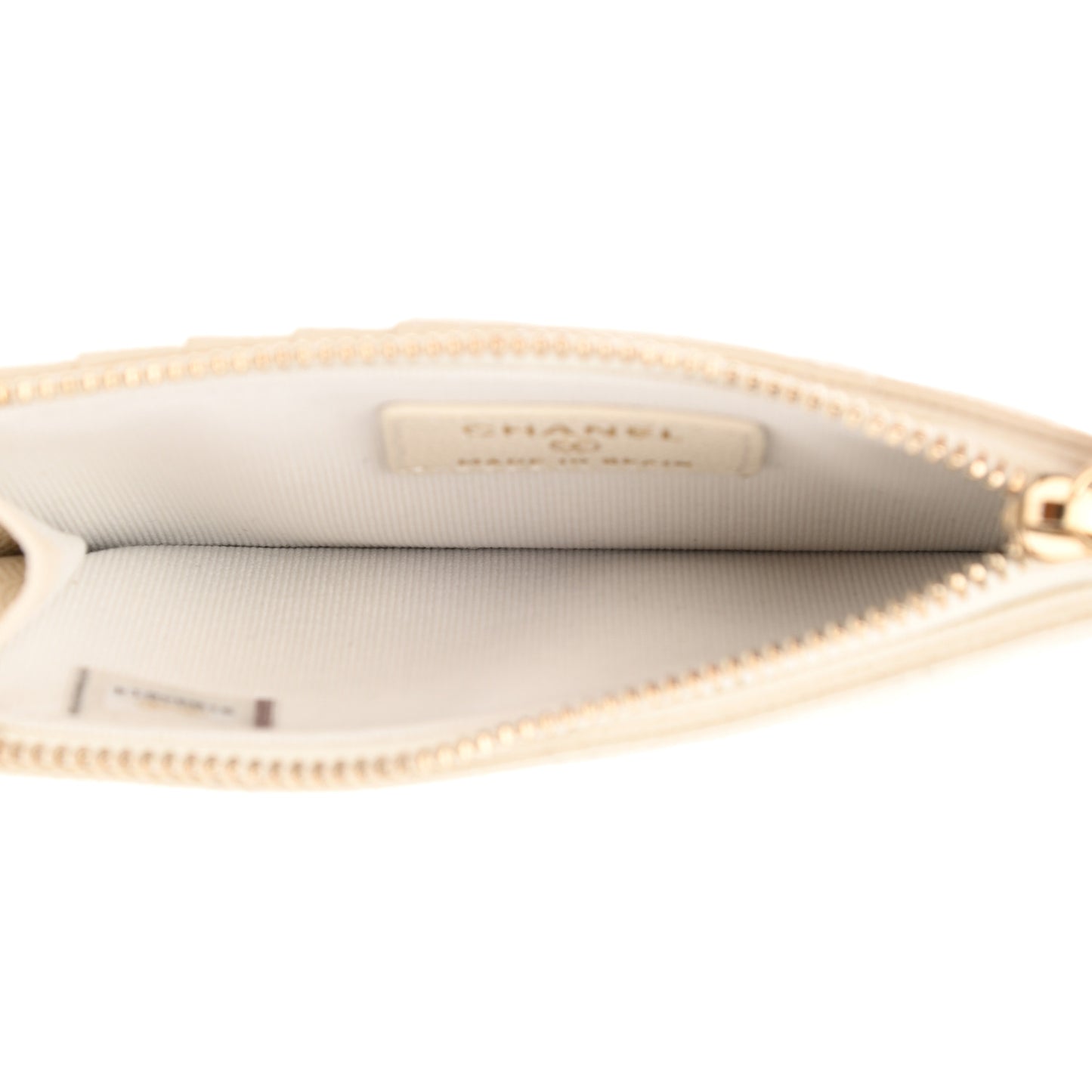 Caviar Quilted Flap Zip Card Holder White