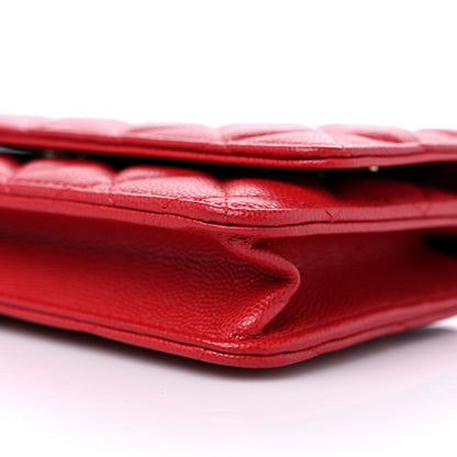 Chanel Caviar Quilted Wallet on Chain WOC Red 10 of 11