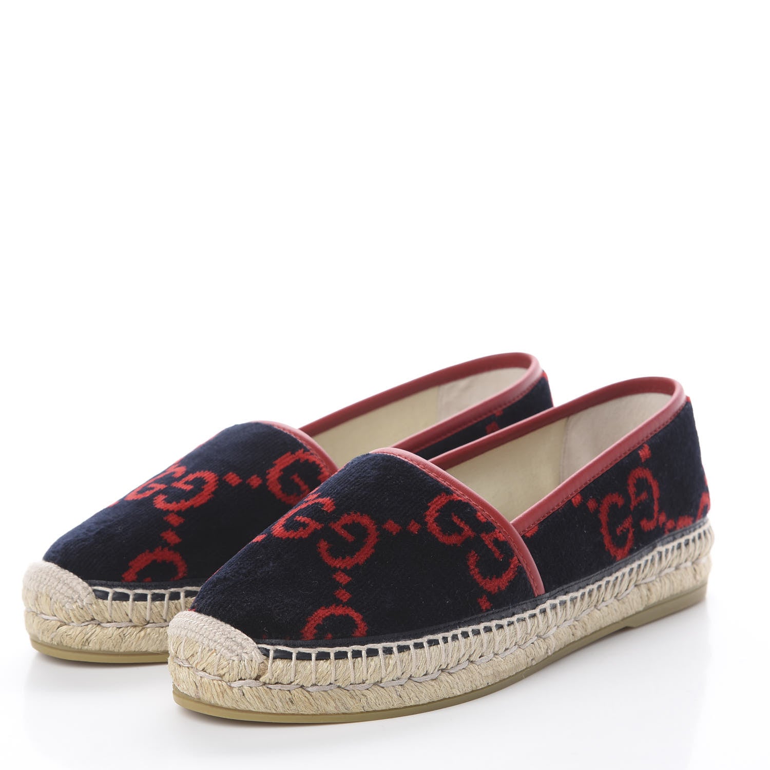 Gucci Terry Cloth GG Monogram Espadrilles 38 Blue Red 2 of 7
