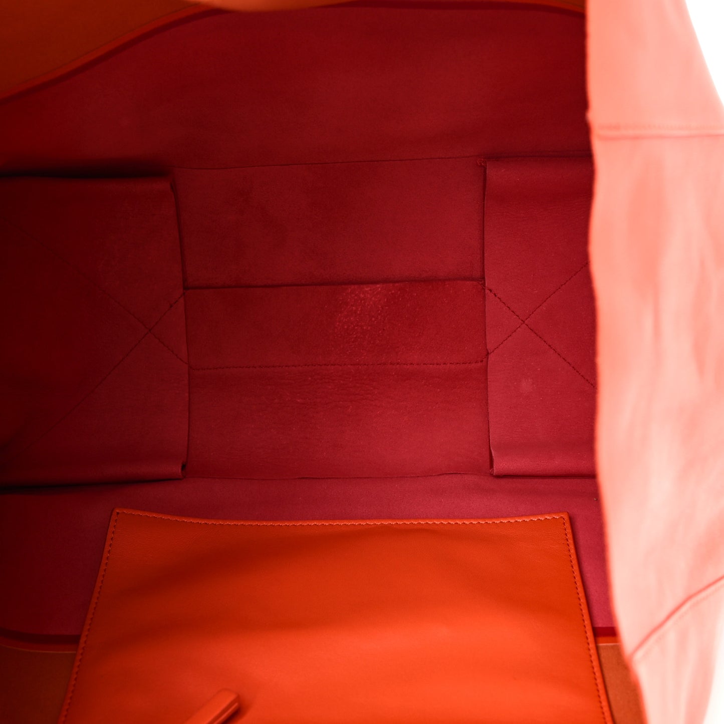 Lambskin Horizontal Bi-Color Cabas Orange Magenta
