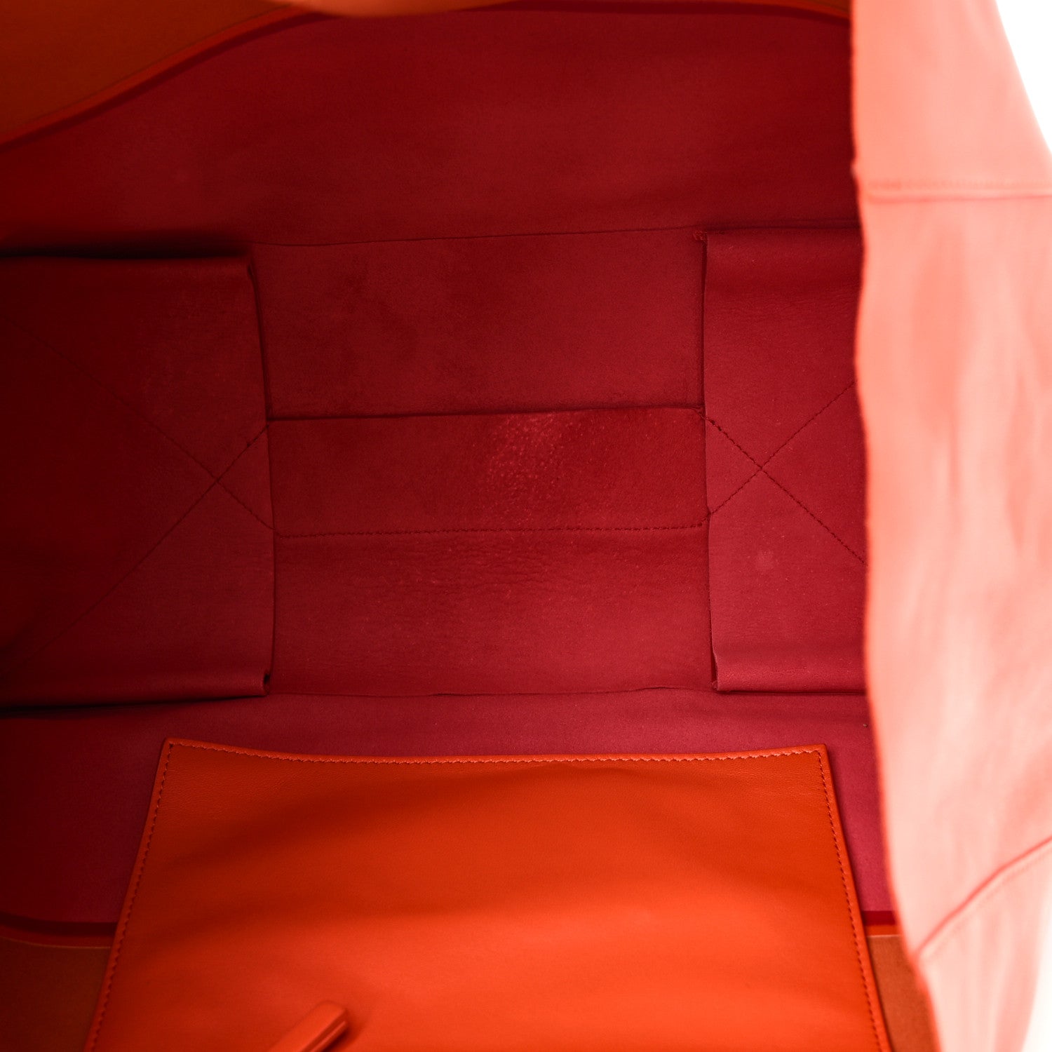 Celine Lambskin Horizontal Bi-Color Cabas Orange Magenta 5 of 9