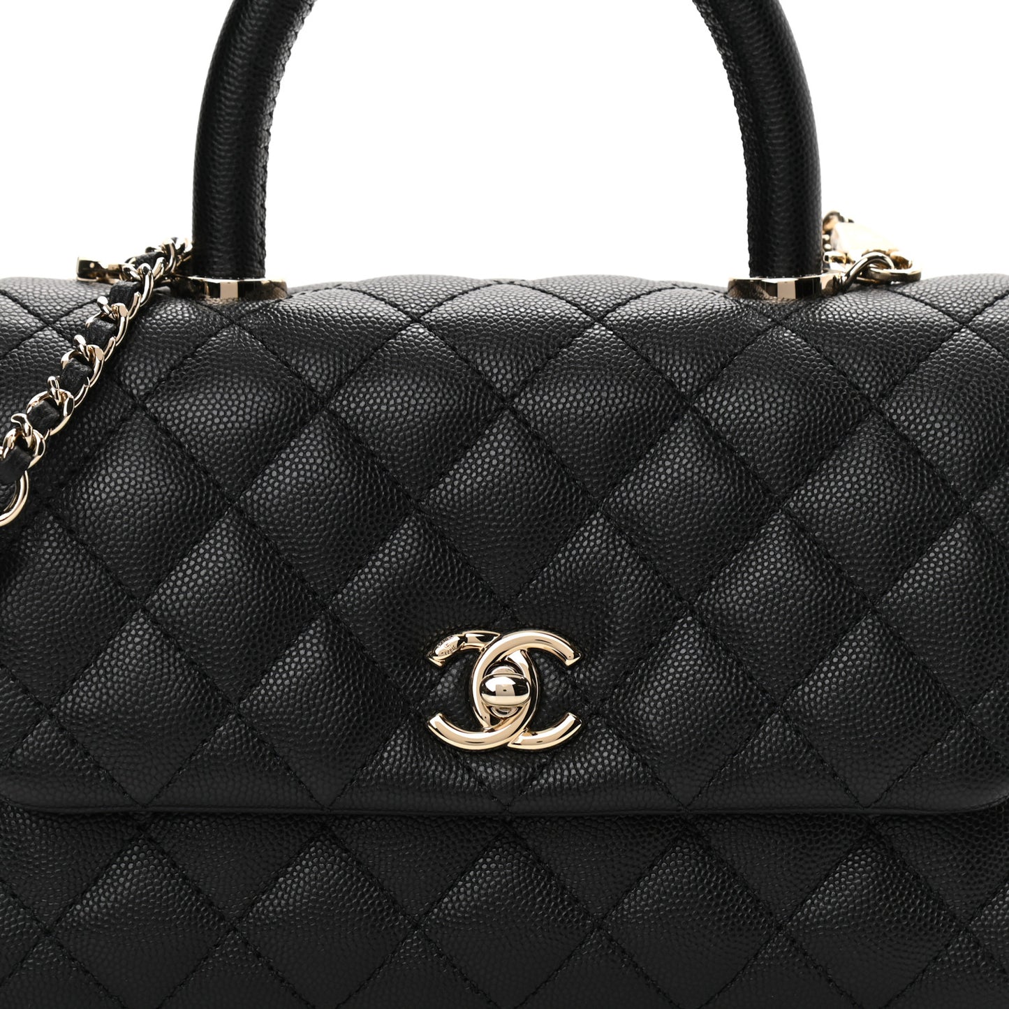 Caviar Quilted Mini Coco Handle Flap Black