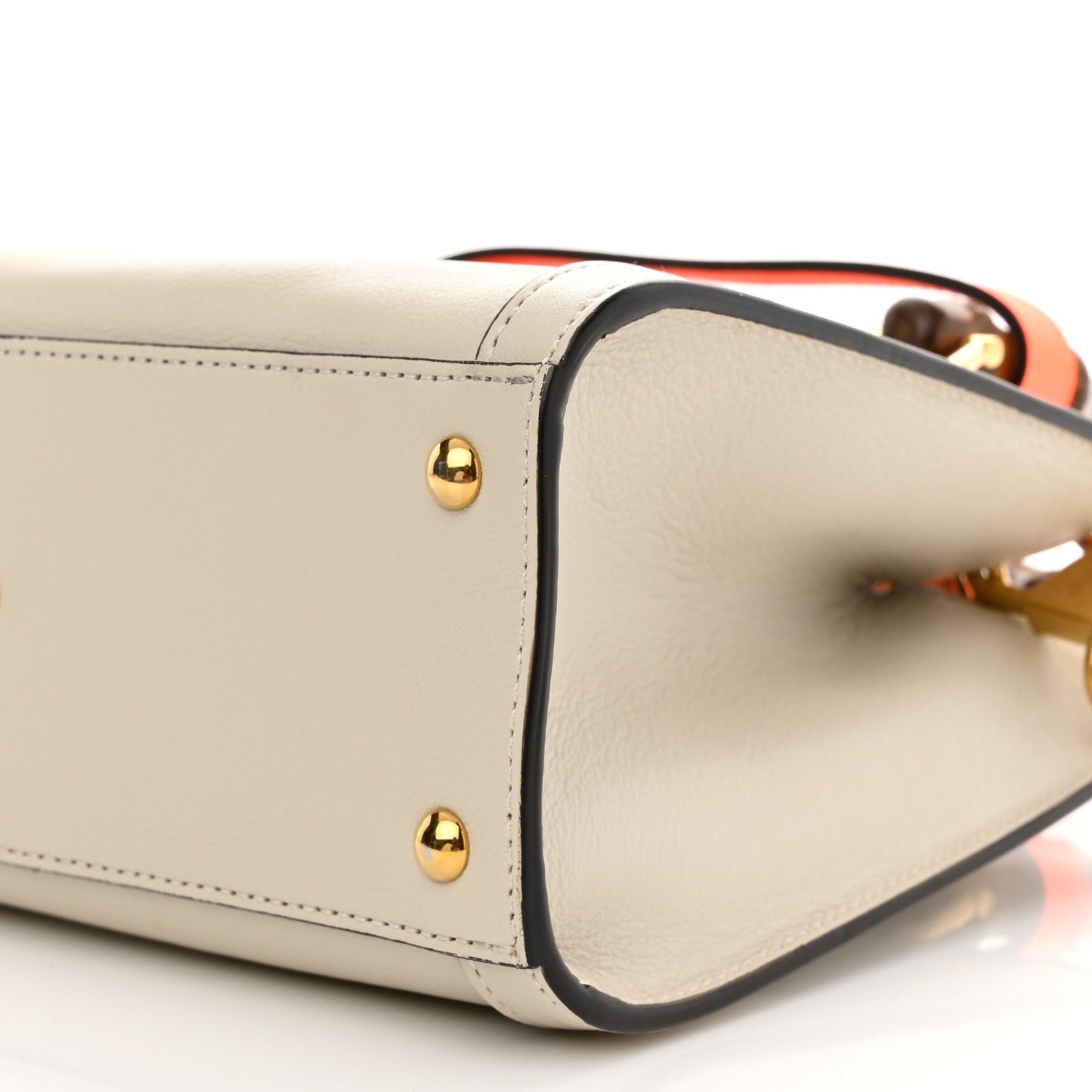 Wonka Grain Calfskin Mini Diana Tote Bag Mystic White Orange Fluo