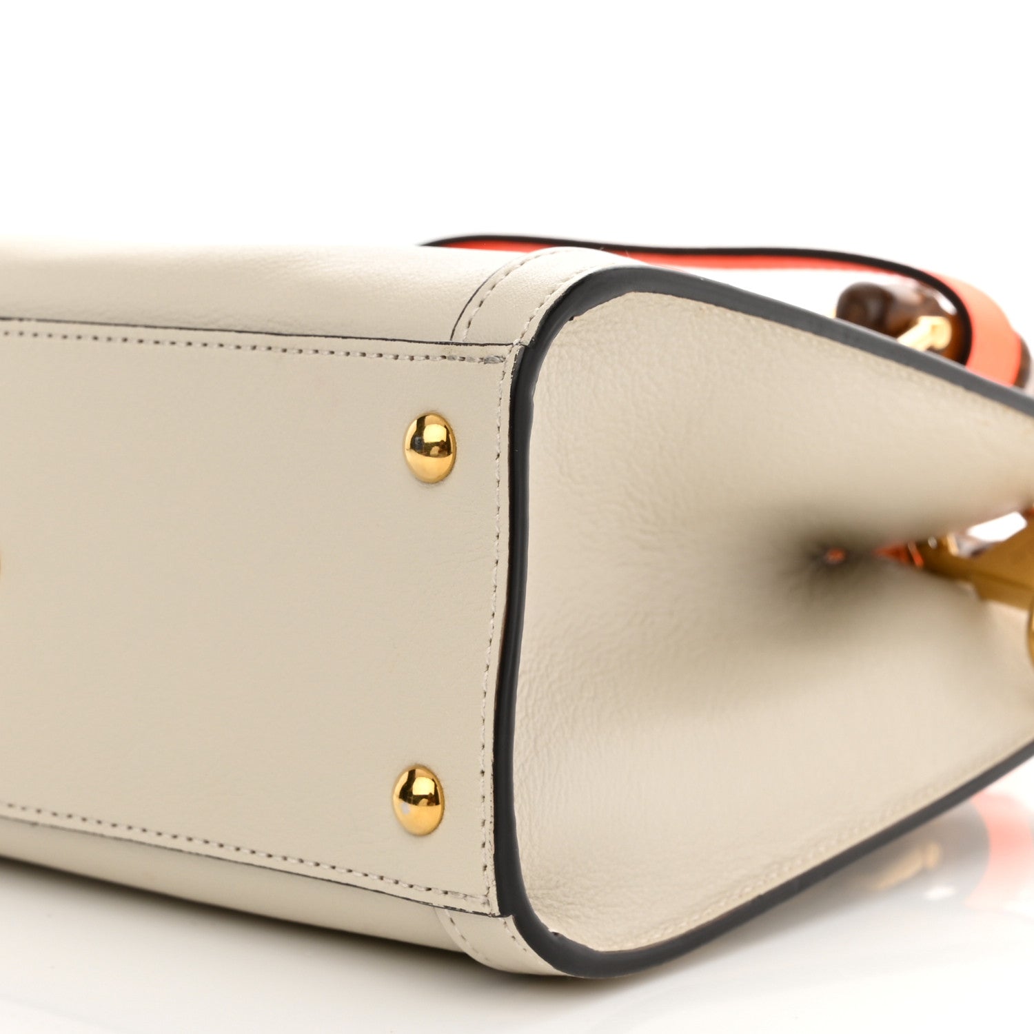 Gucci Wonka Grain Calfskin Mini Diana Tote Bag Mystic White Orange Fluo 8 of 12