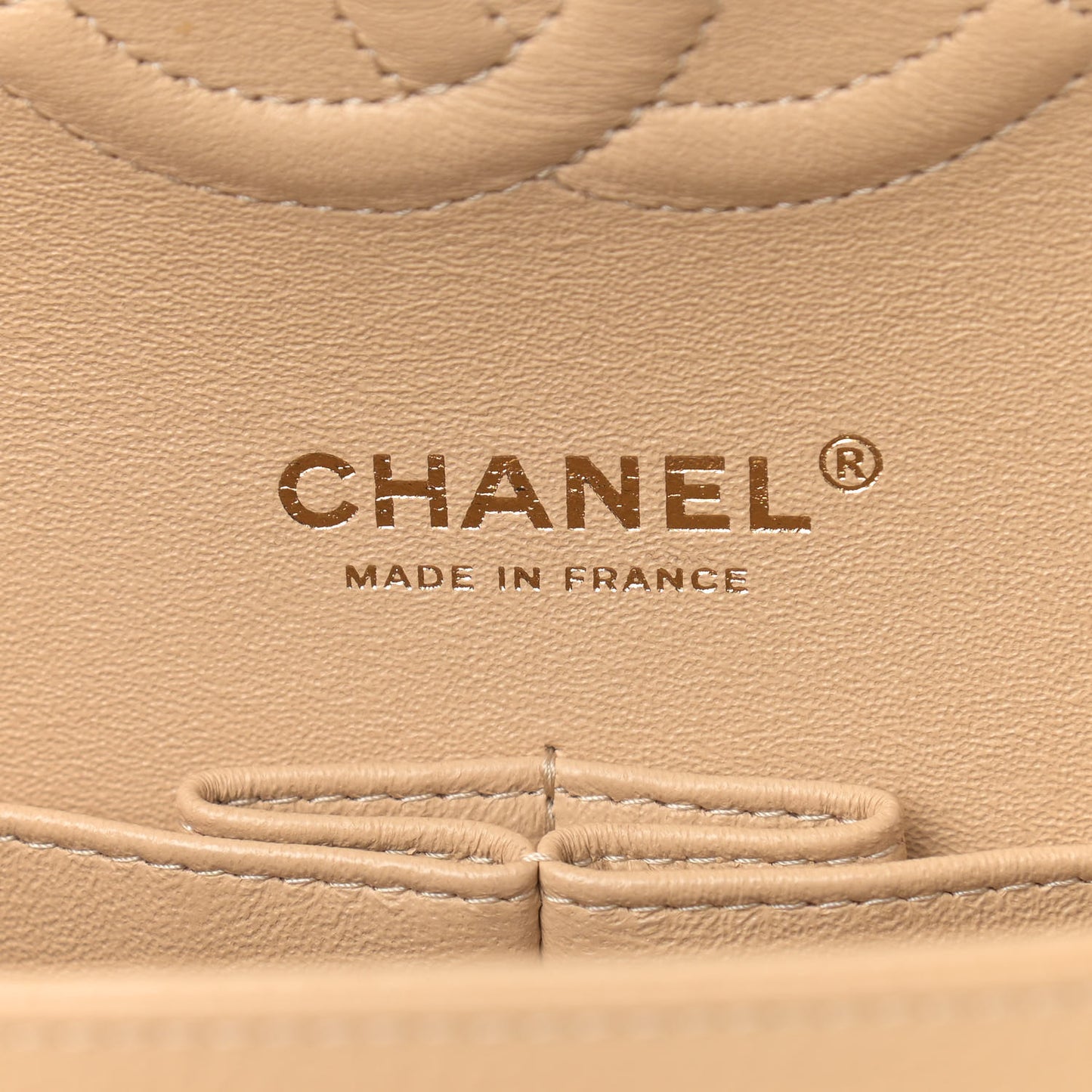 Caviar Quilted Medium Double Flap Beige