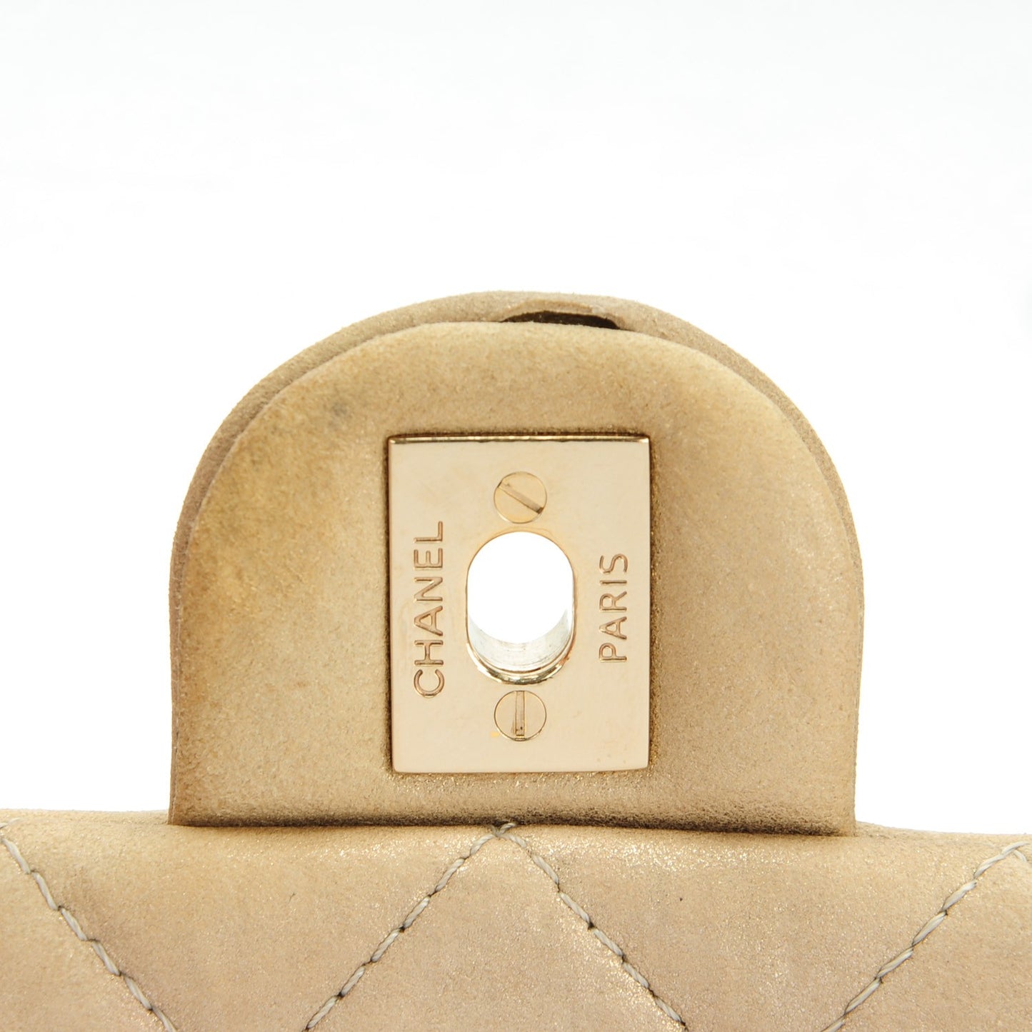 Metallic Calfskin Studded Mini Flap Gold