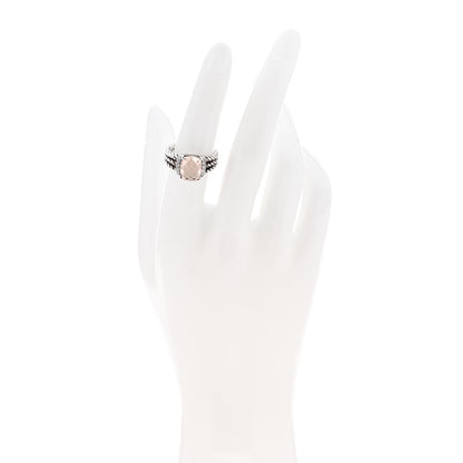 David Yurman Sterling Silver Diamond Morganite 10mm Petite Wheaton Ring 53 6.25 2 of 5