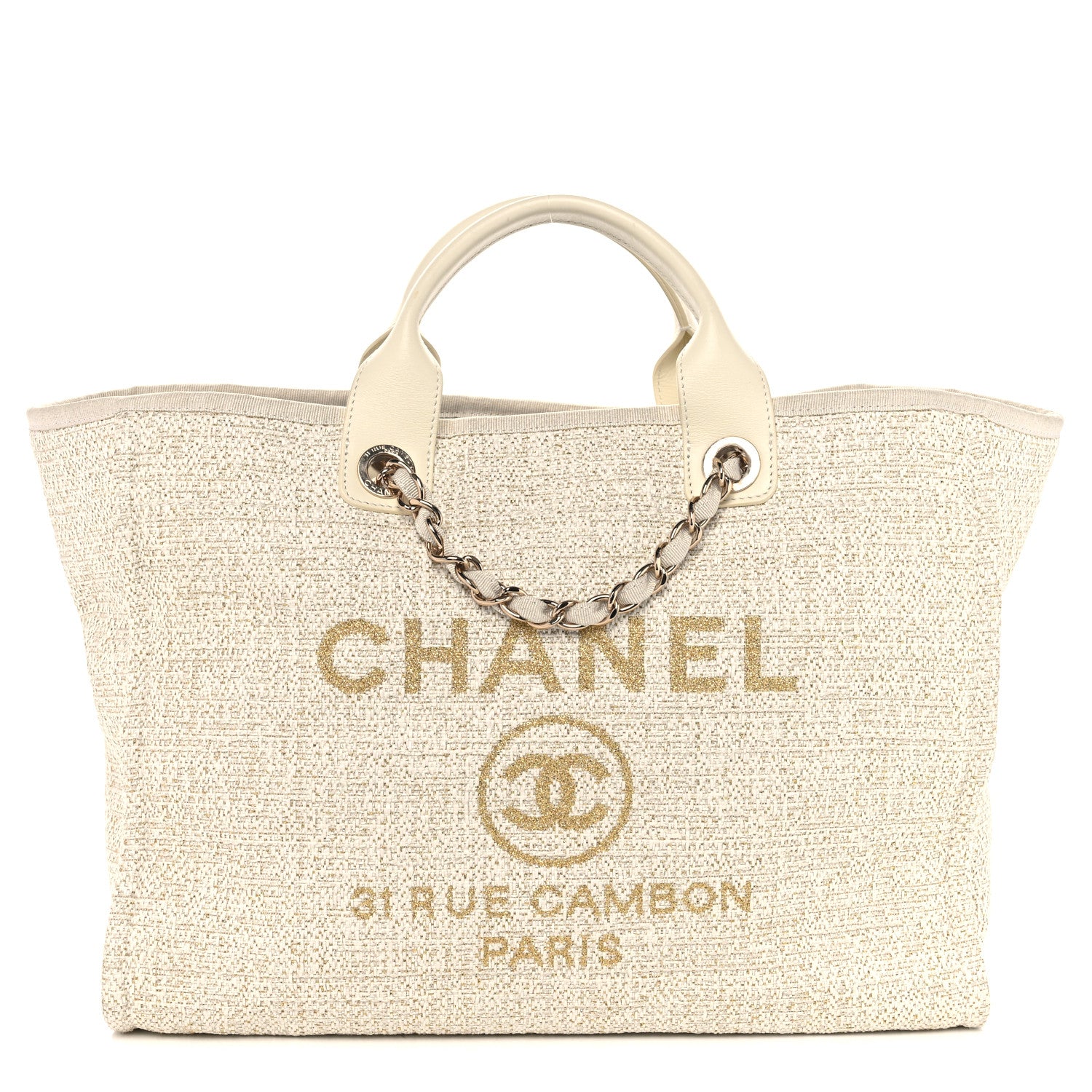 Chanel Lurex Boucle Medium Deauville Tote White 1 of 12