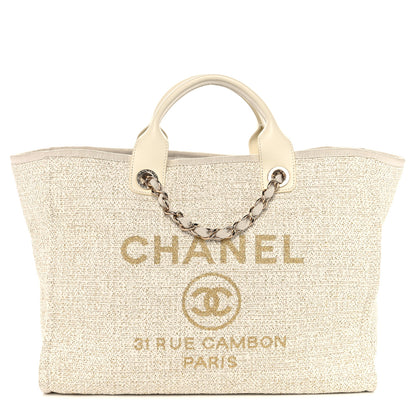 Chanel Lurex Boucle Medium Deauville Tote White 1 of 12