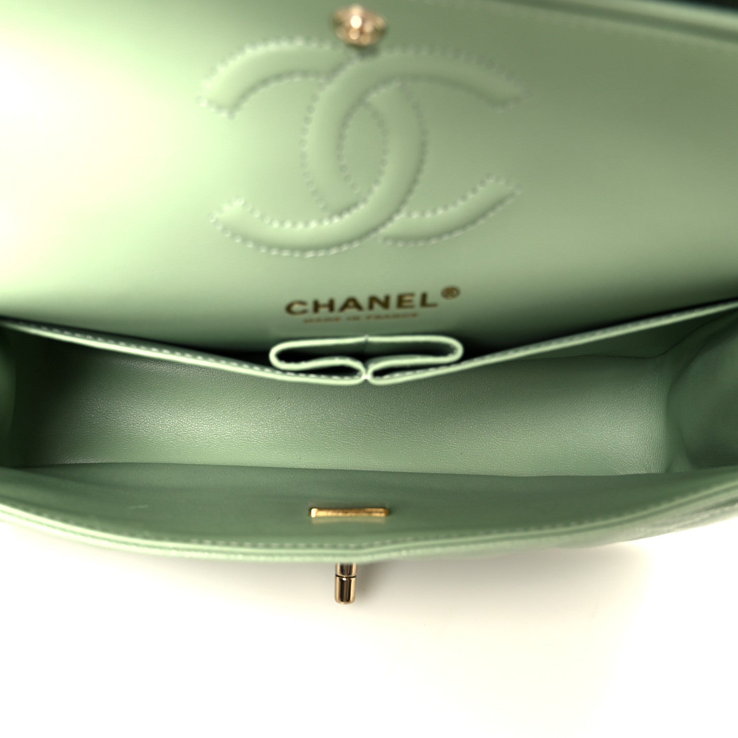 Chanel Caviar Quilted Small Double Flap Light Green 5 of 11